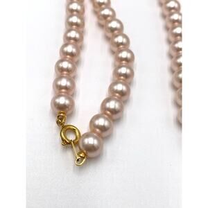 Pink Faux Pearl Necklace Classic Fashion 18”
